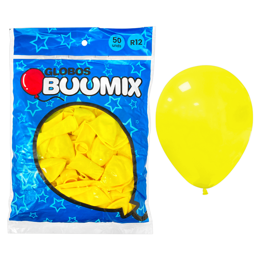 GLOBO DE LATEX LISO AMARILLO R12X50