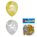 GLOBO DE LATEX CORONA FELIZ CUMPLEAÑOS R12X10 P-D (PQTX12)