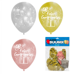 GLOBO DE LATEX REGALO FELIZ CUMPLEAÑOS R12X10 D-P-PR (PQTX12)