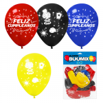 GLOBO DE LATEX COMICS FELIZ CUMPLEAÑOS R12X10 AM-R-N-A (PQTX12)´
