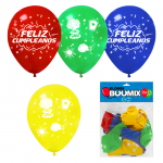 GLOBO DE LATEX COMICS FELIZ CUMPLEAÑOS R12X10 R-V-AM-A (PQTX12)´