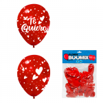 GLOBO DE LATEX TE QUIERO R12 X10 ROJO (PQTX12)