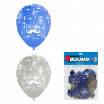 GLOBO DE LATEX BIGOTE FELIZ DIA R12X10 A-P (PQTX12).