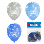 GLOBO DE LATEX BIGOTE FELIZ DIA R12X10 A-AC-P (PQTX12).