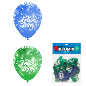 GLOBO DE LATEX FELIZ DIA R12X10 V-A (PQTX12)