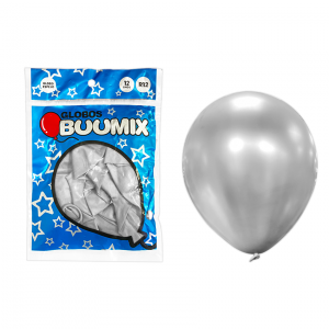 GLOBO DE LATEX ESPEJO PLATEADO R12 X12 (PQTX12)