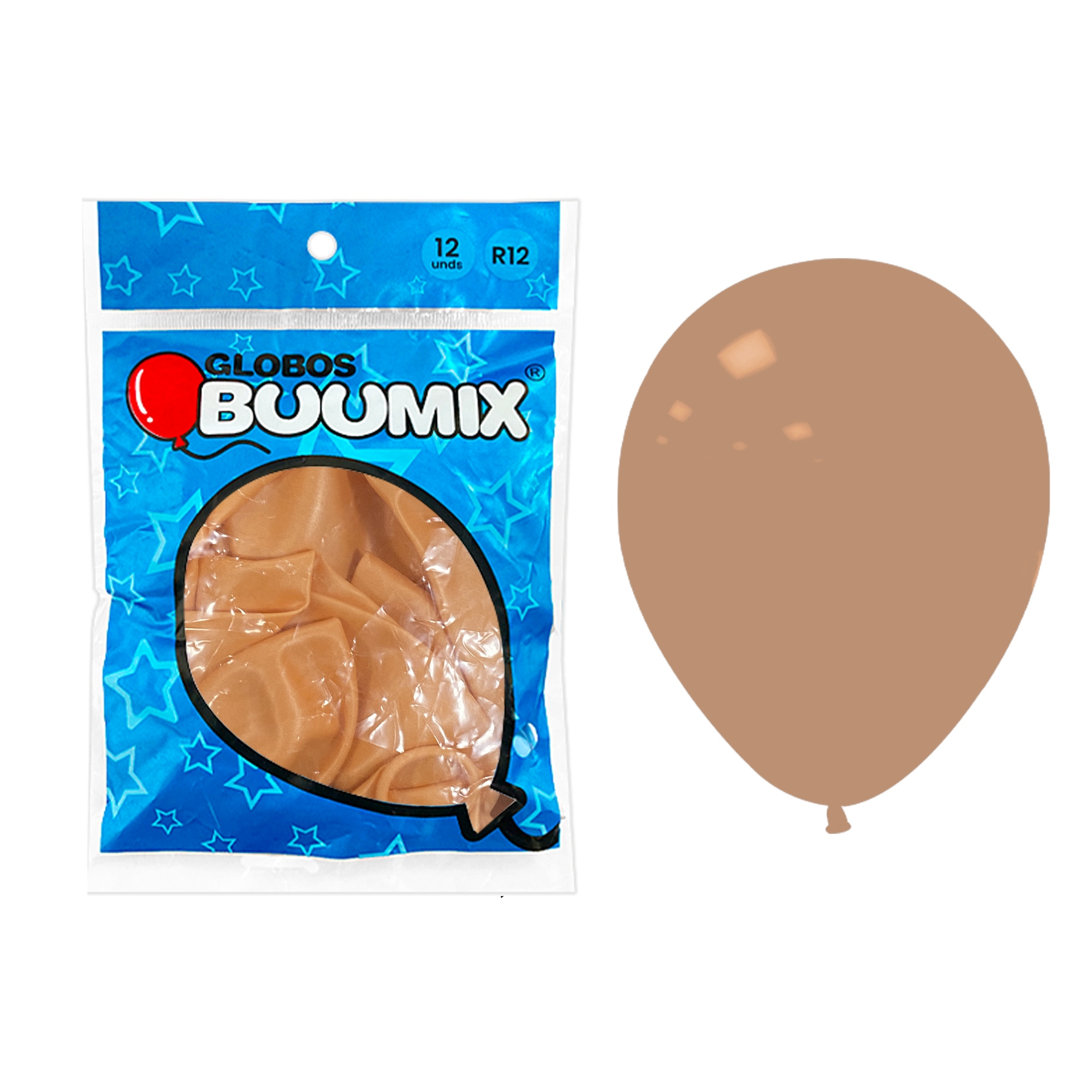 GLOBO DE LATEX SATINADO CHAMPAÑA R12X12 (PQTX12)´