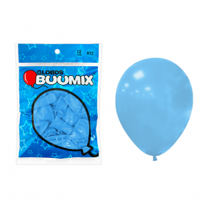 GLOBO DE LATEX LISO AZUL CLARA R12 X12 (PQTX12)