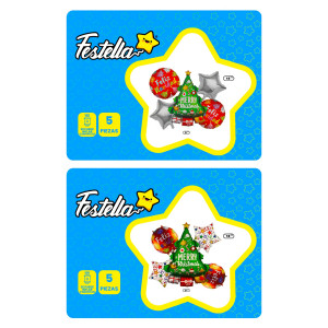 KIT GLOBO ARBOL FELIZ NAVIDAD X5