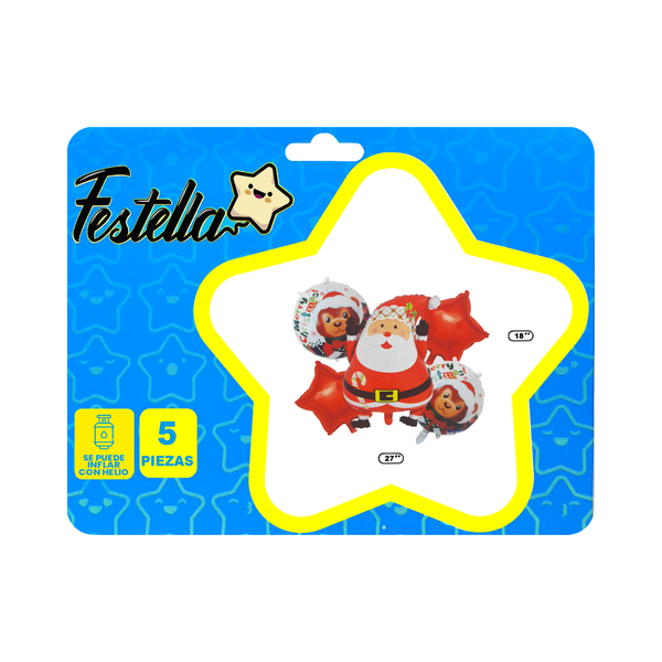 KIT GLOBO PAPA NOEL NAVIDEÑO X5