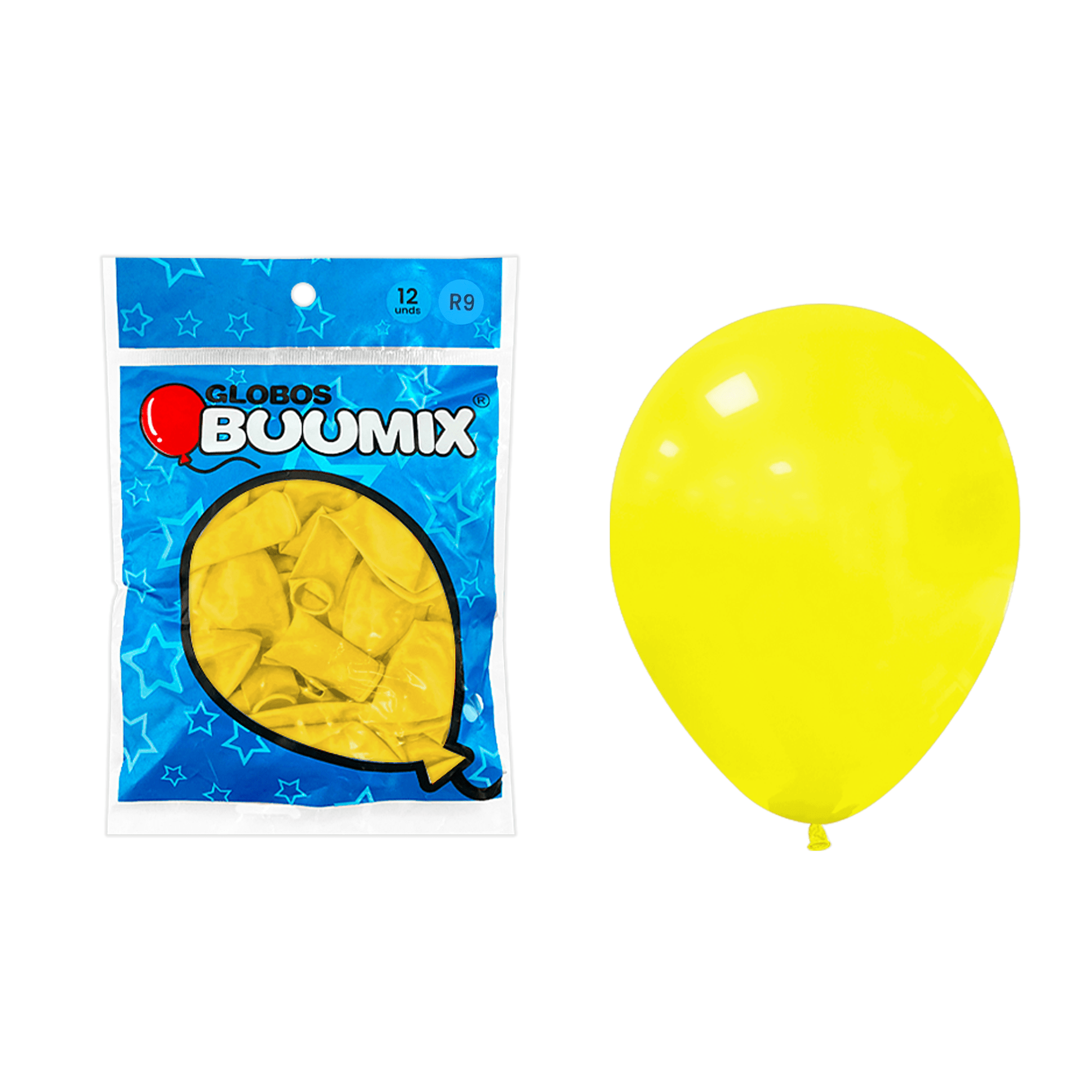 GLOBO DE LATEX LISO AMARILLO R9X12 (PQTX12)