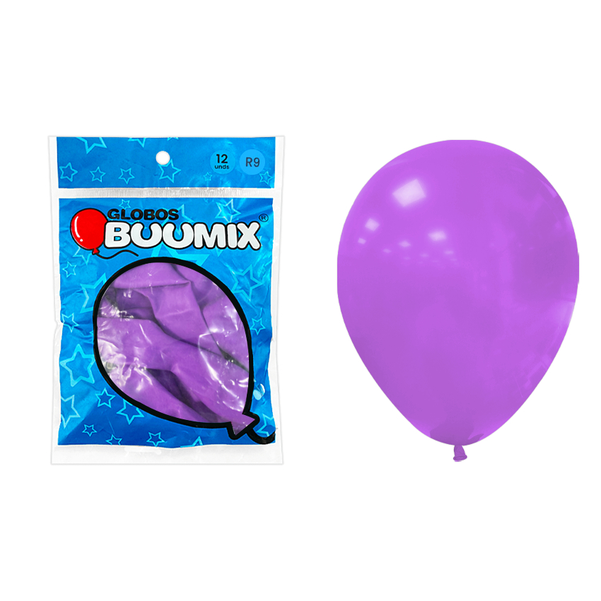 GLOBO DE LATEX LISO MORADO R9X12 (PQTX12)