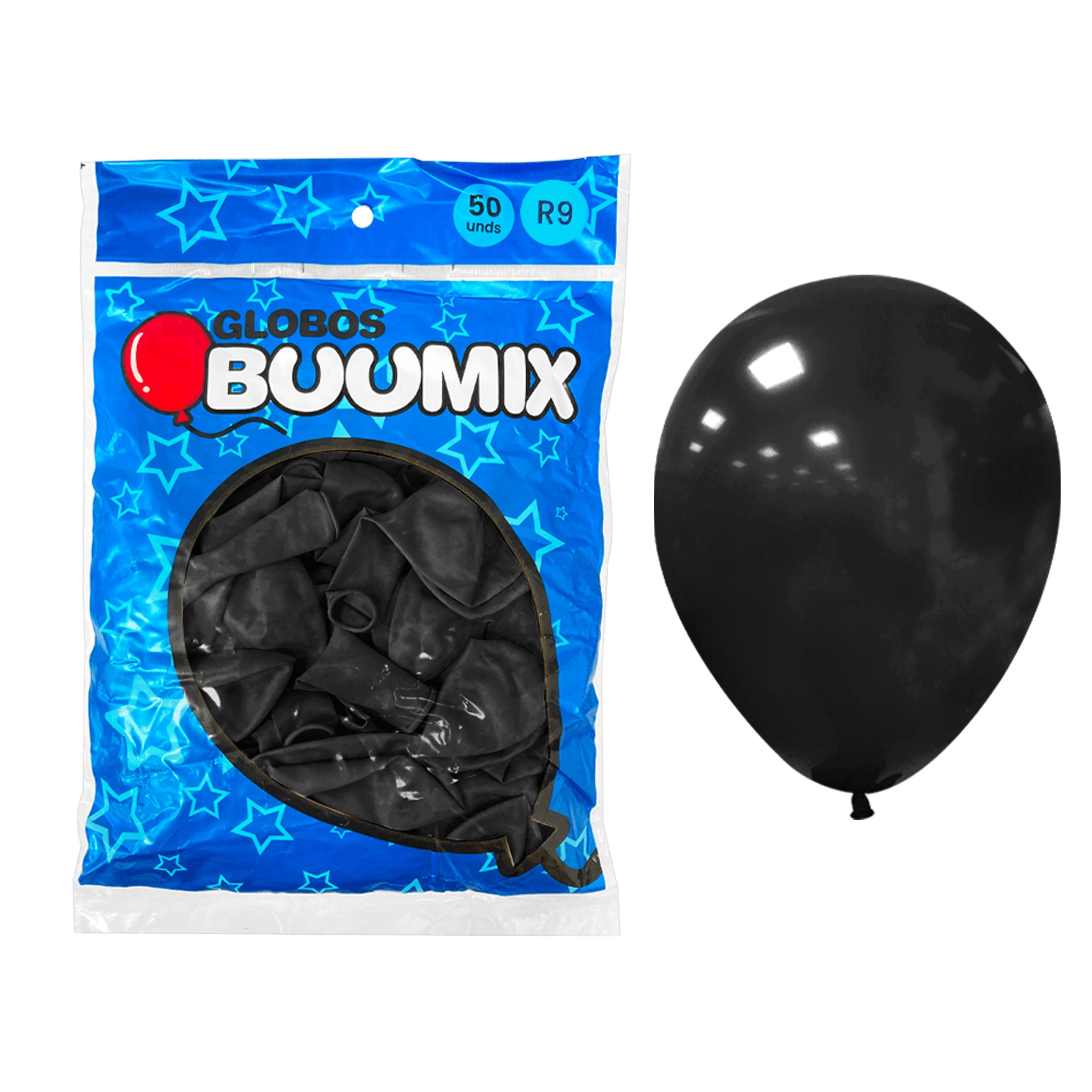 GLOBO DE LATEX LISO NEGRO R9X50
