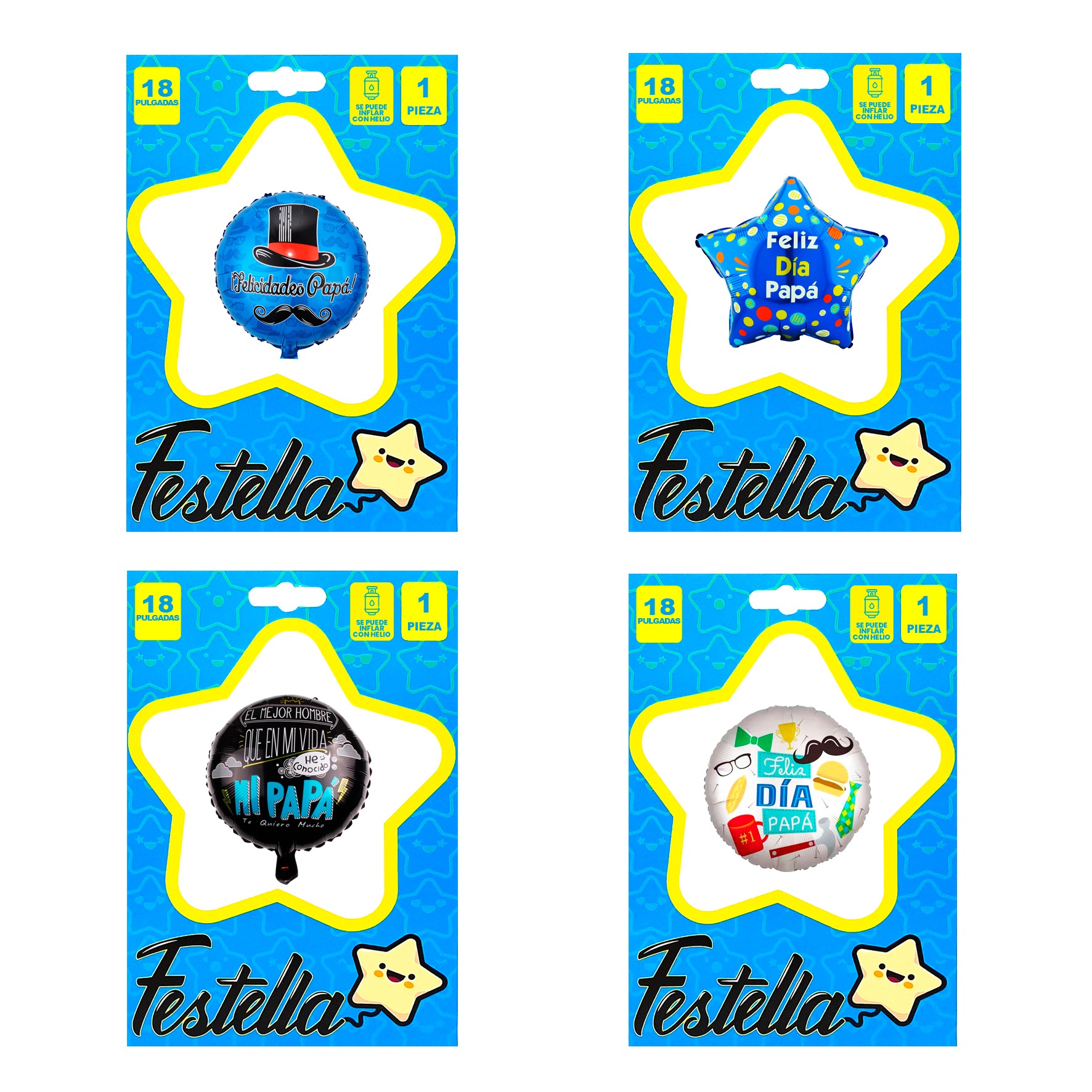 GLOBO SURTIDO PAPA 18"(PQTX25)