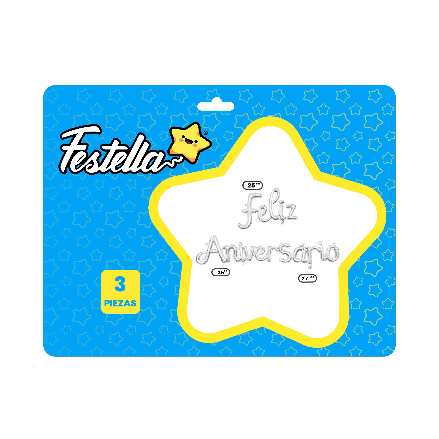 GLOBO FELIZ ANIVERSARIO PLATEADO X3