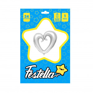 GLOBO CORAZON CURSIVO PLATEADO 24" (PQTX25):