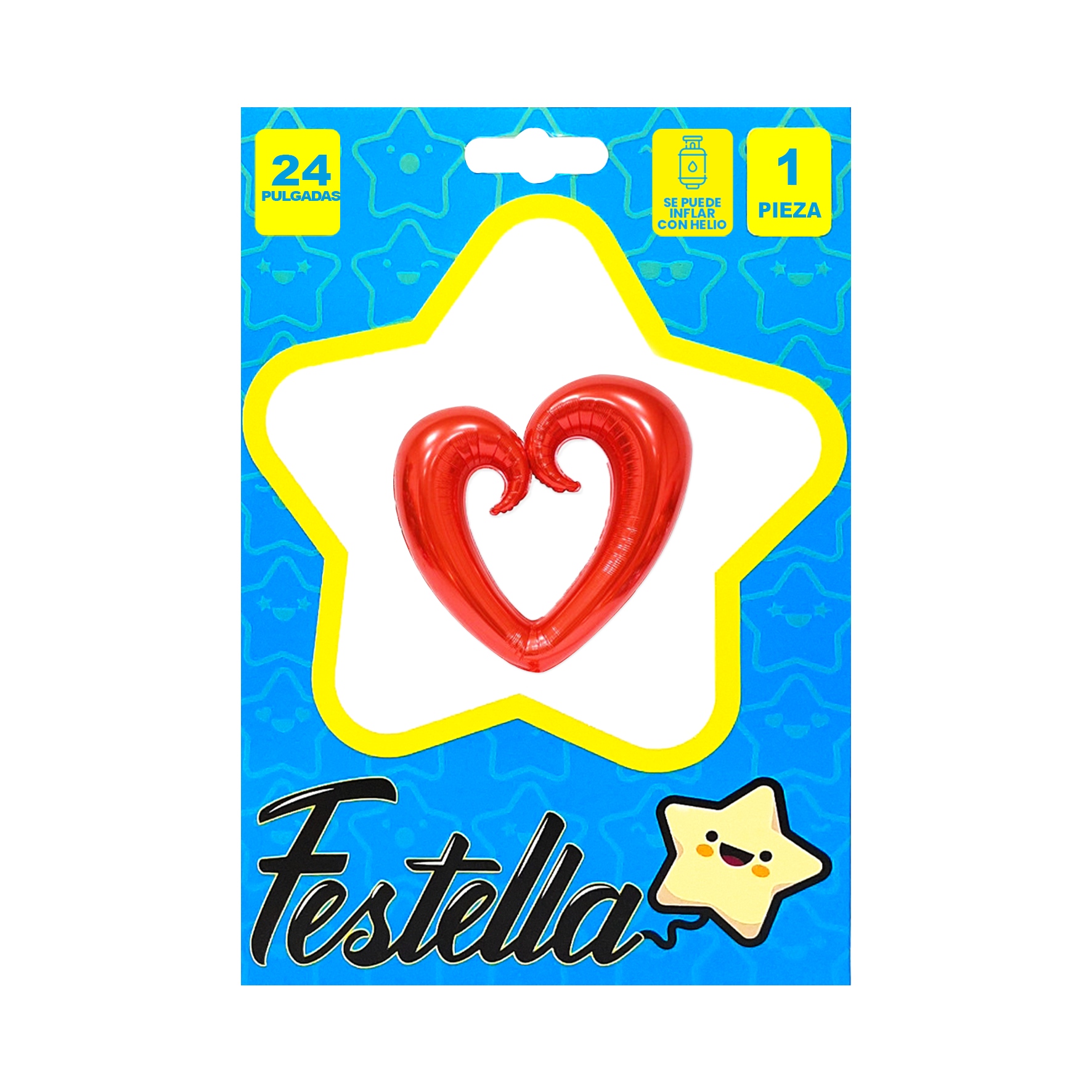 GLOBO CORAZON CURVISO ROJO 24" (PQTX25)