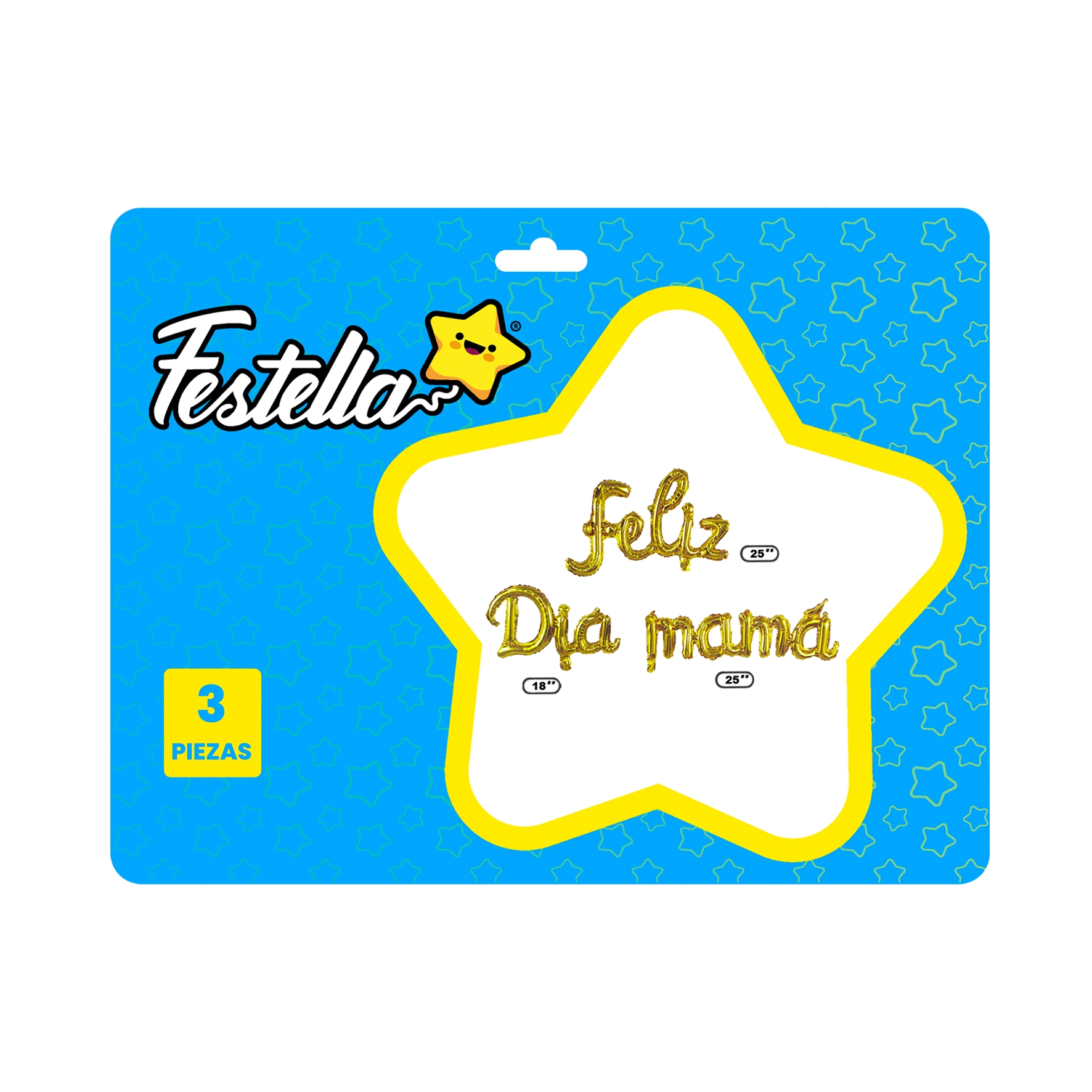 GLOBO FELIZ DIA MAMA CURSIVO DORADO(PQTX12):