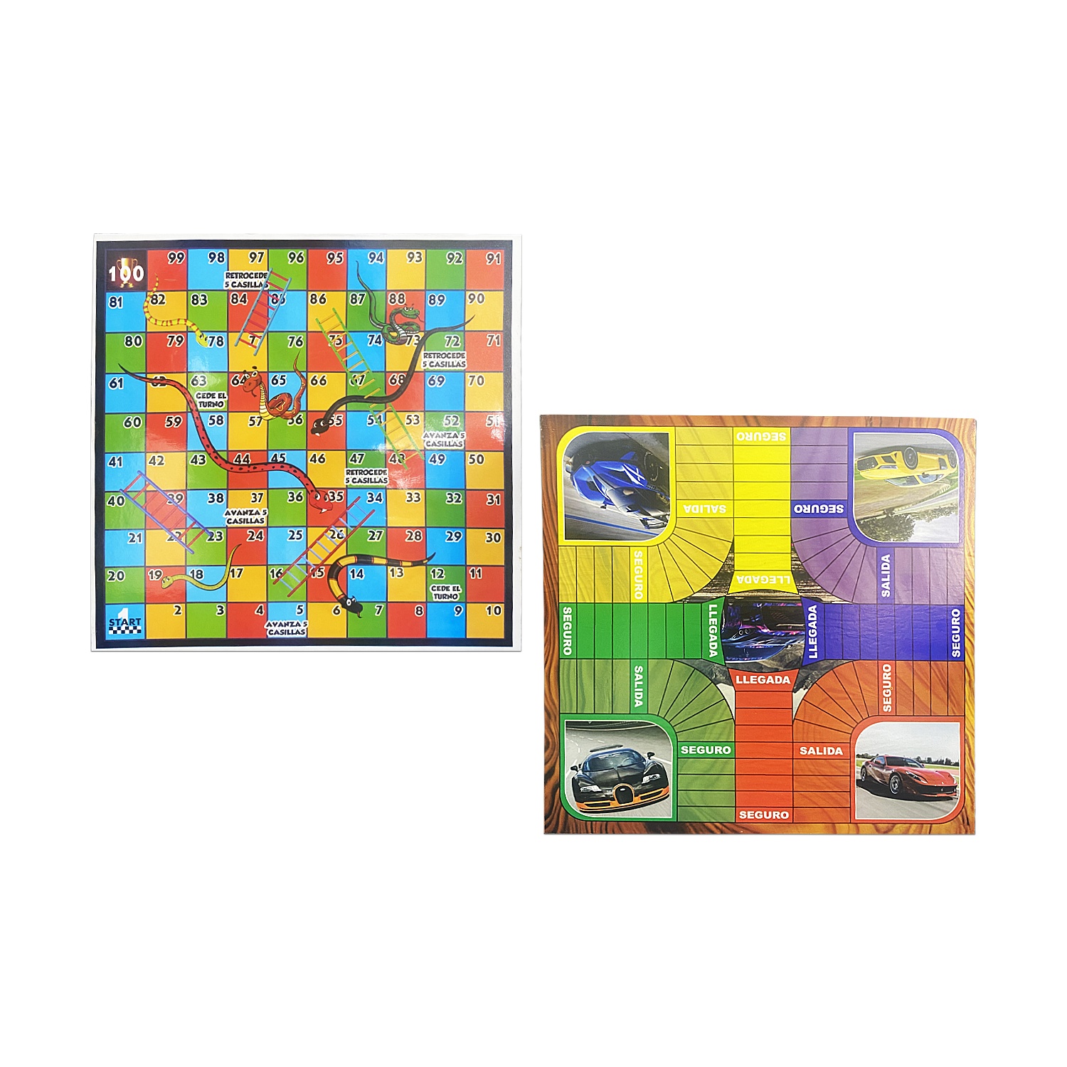 JUEGO DOBLE CARA ESCALERA CON PARQUES 4 PUESTOS