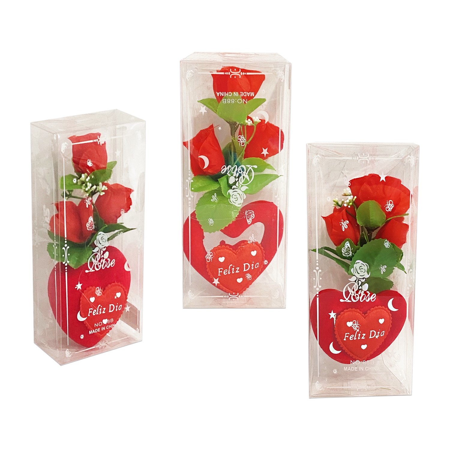 ROSAS CON CORAZON FELIZ DIA EN ACETATO: