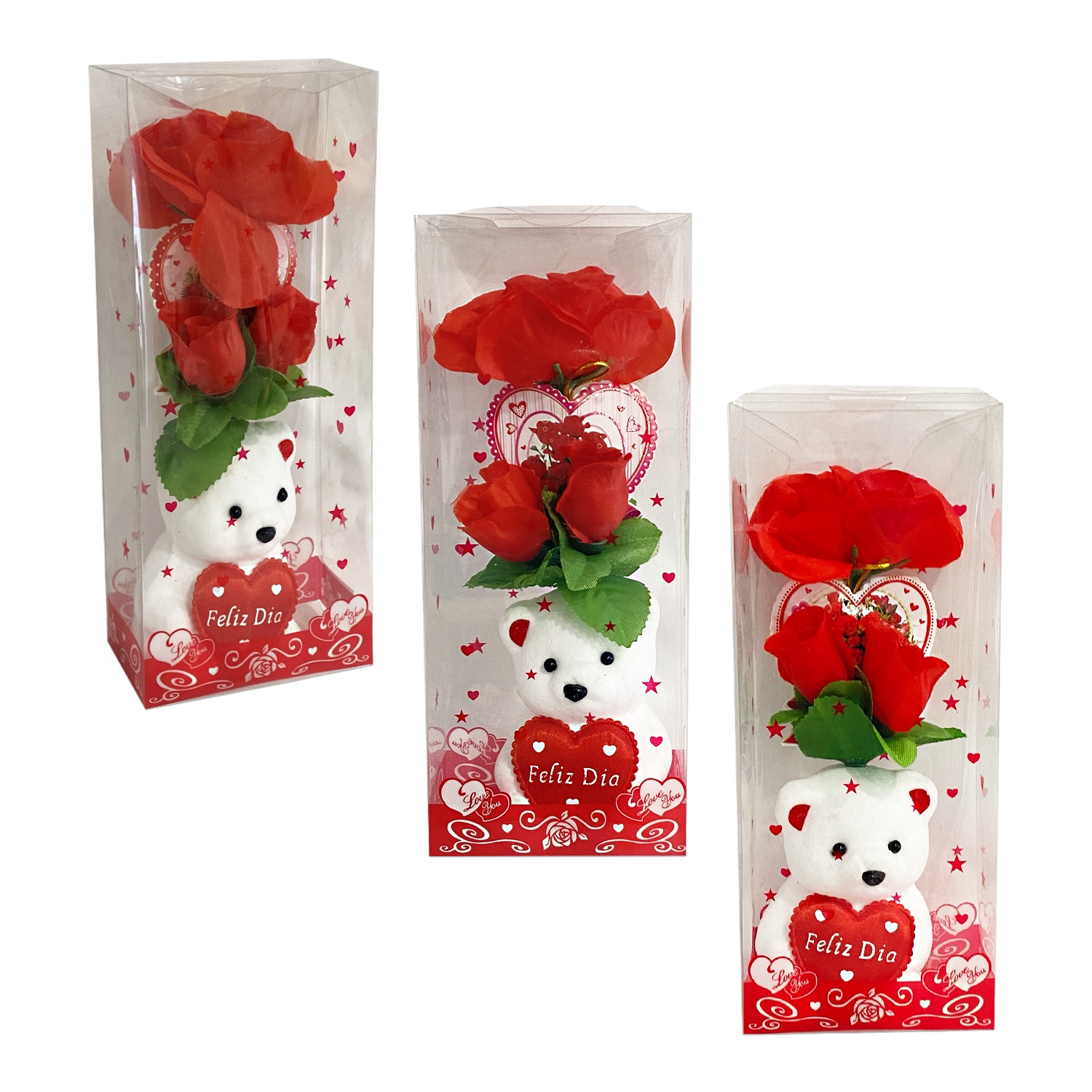 ROSAS CON OSO FELIZ DIA EN ACETATO: