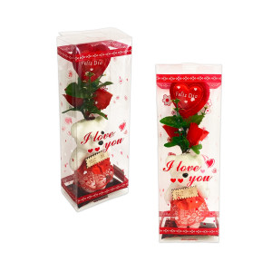 ROSA CON CORAZON Y OSO EN BLISTER: