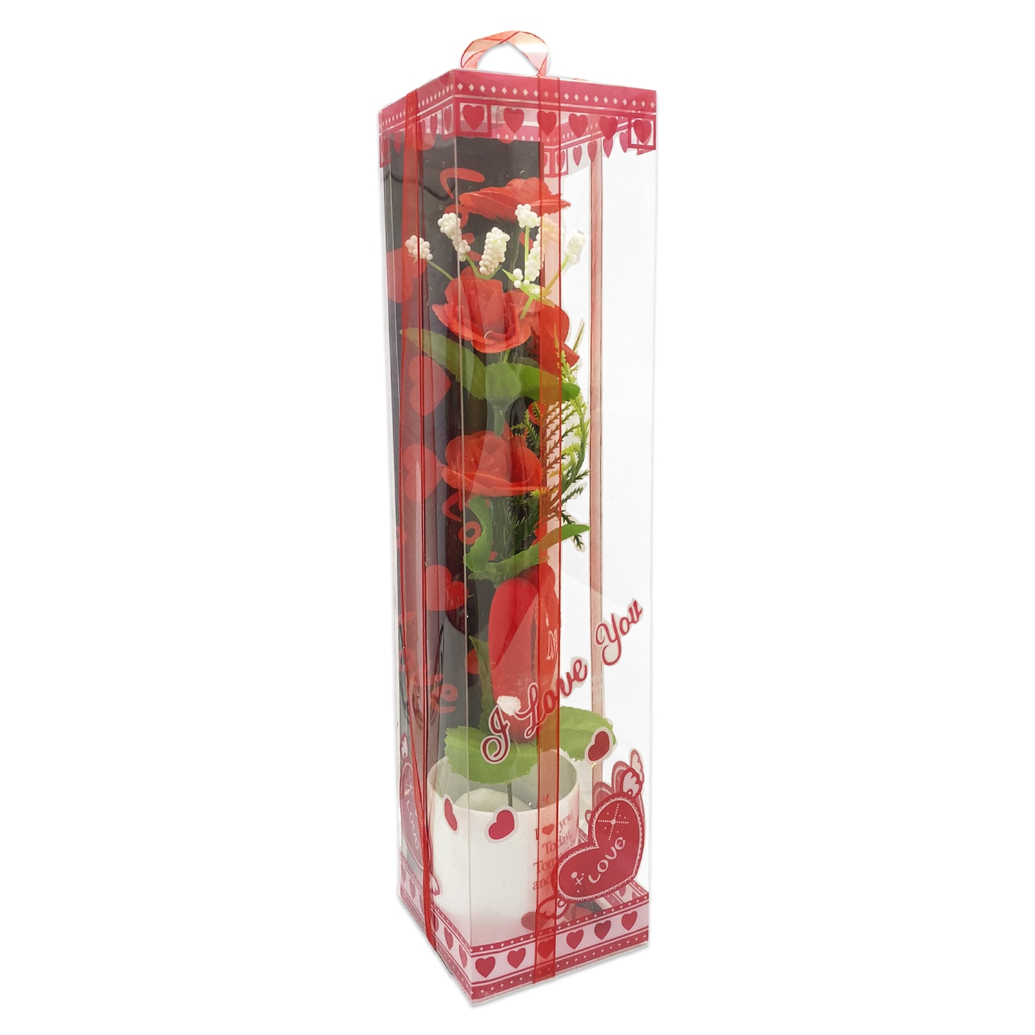 ROSAS CON VASO Y CORAZON EN ACETATO: