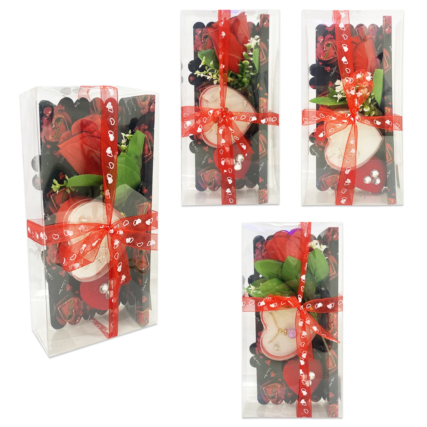 ROSA CON CORAZONES Y JOYAS EN ACETATO: