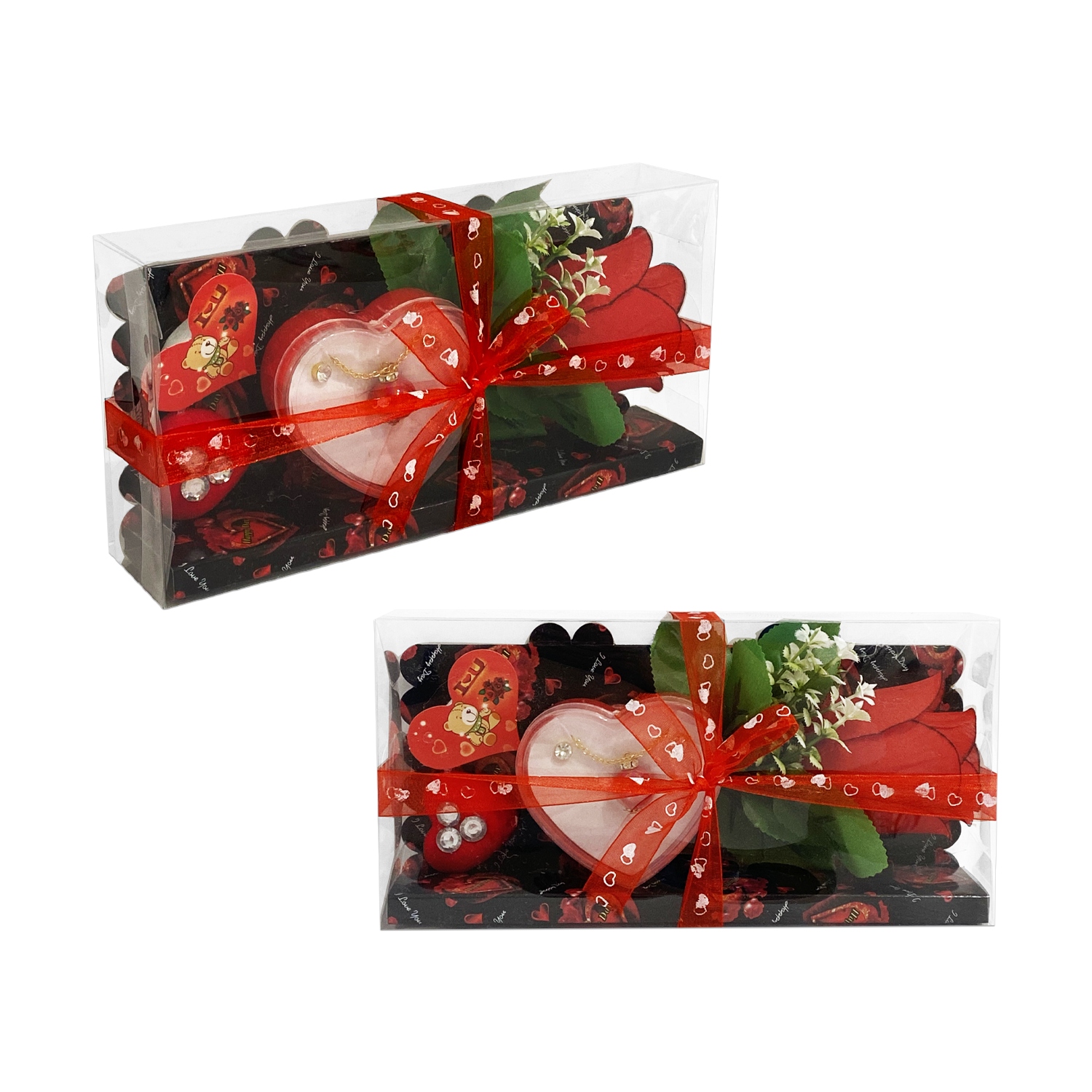 ROSA CON CORAZONES Y JOYAS EN ACETATO: