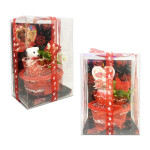 CANASTA CON ROSA Y OSO/CORAZON EN ACETATO: