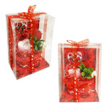 CANASTA CON ROSA Y OSO/CORAZON EN ACETATO: