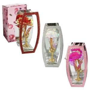 ADORNO DECORATIVO ROSA TORNASOL EN VIDRIO: