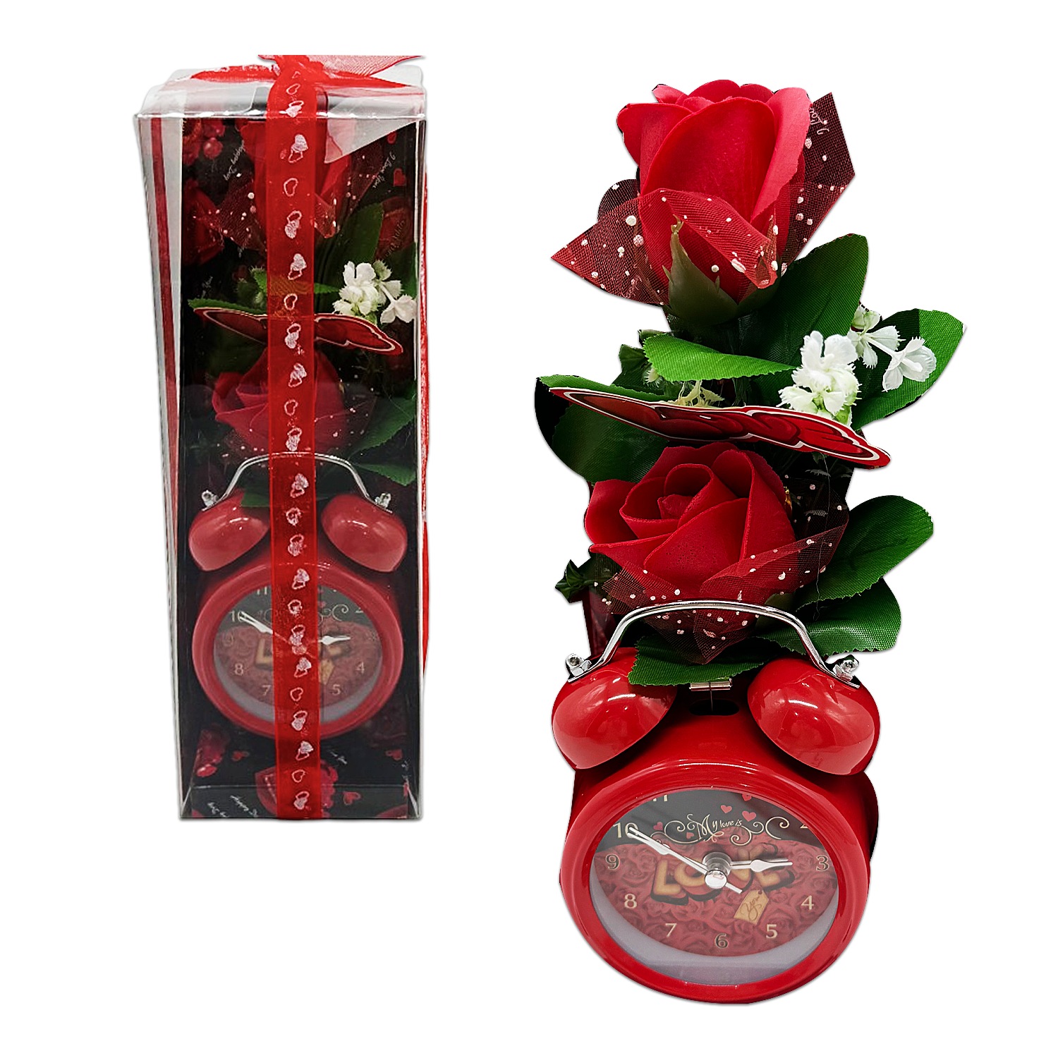 ROSAS CON RELOJ DESPERTADOR EN ACETATO: