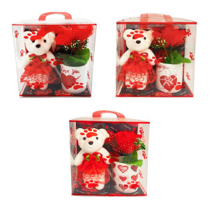 ROSA CON VASO Y OSO EN ACETATO: