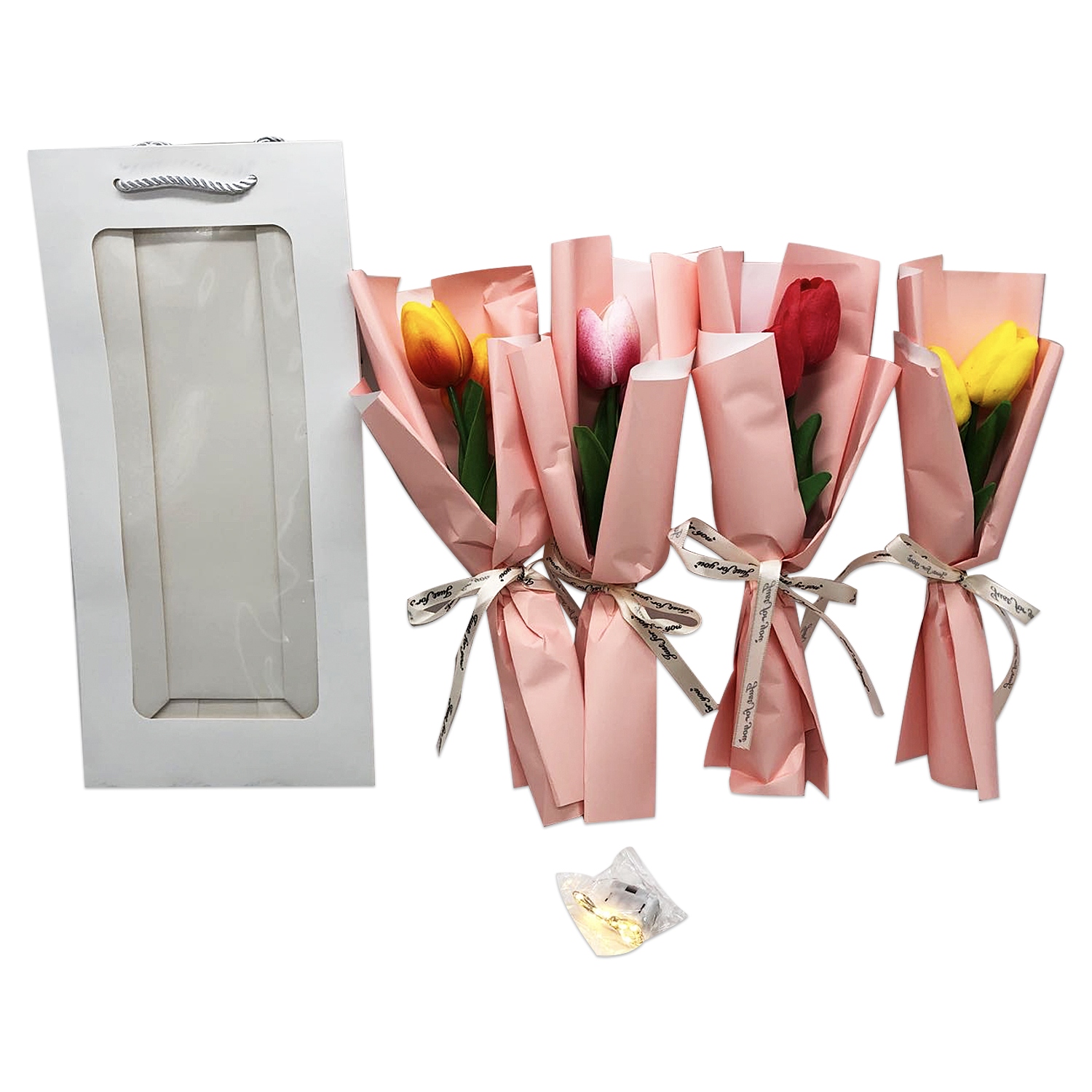 RAMO TULIPANES FELIZ DIA EN BOLSA DESARMADA (CJX10):