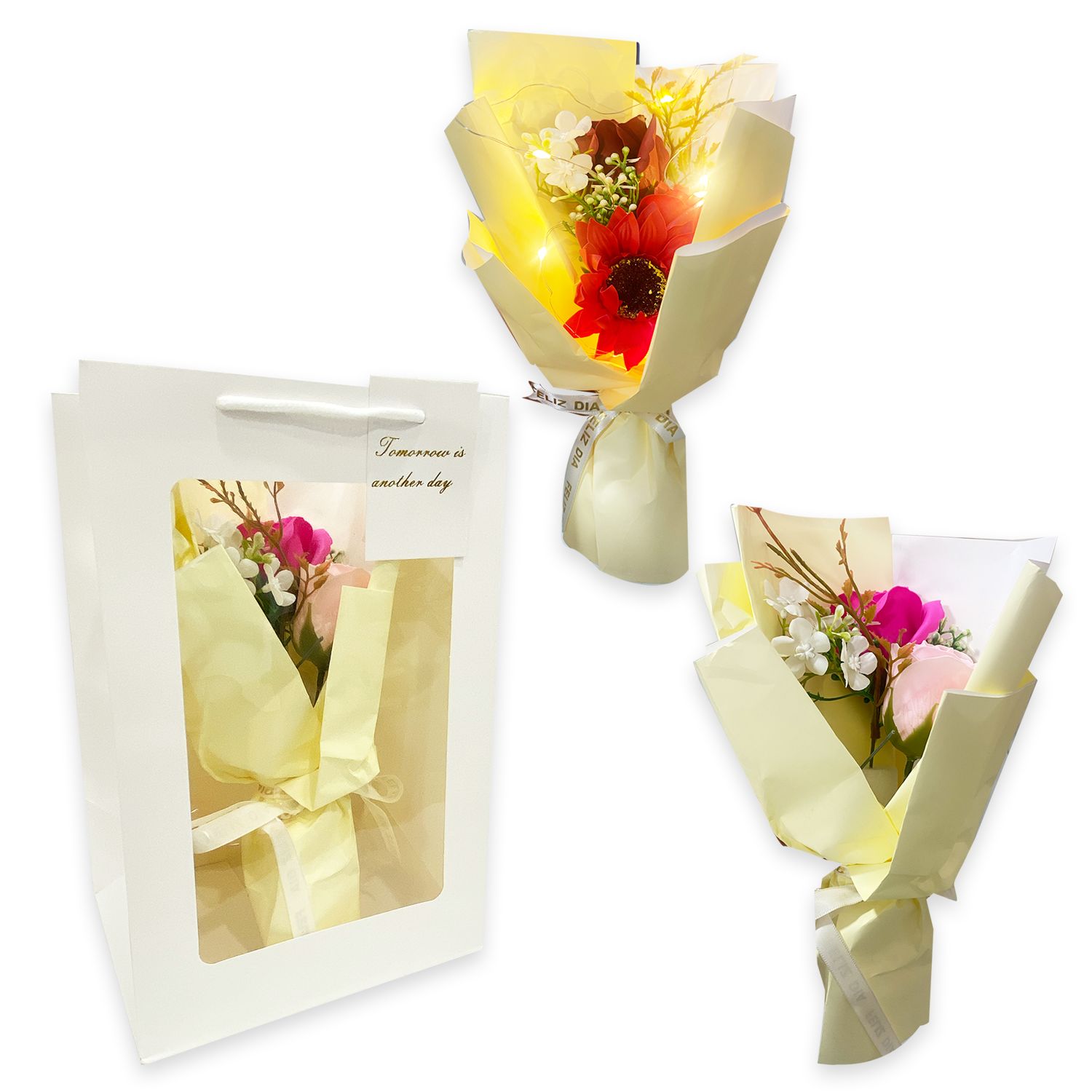 RAMO FLORES CON LUZ EN BOLSA DESARMADA (CJX5):