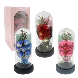 RAMO ROSAS ENCAPSULADA CON LUZ: