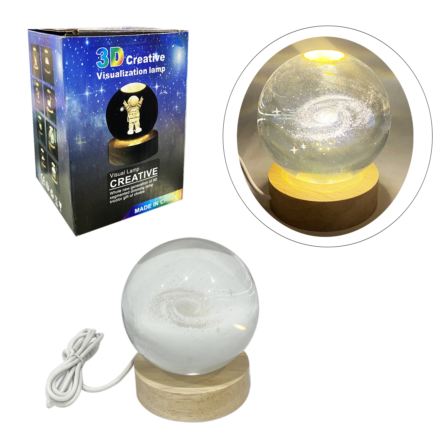 ESFERA DE CRISTAL CON LUZ CALIDA 8CM