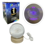 ESFERA DE CRISTAL CON LUZ MULTICOLOR 8CM