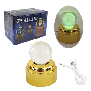 ESFERA DE CRISTAL GIRATORIA CON LUZ MULTICOLOR 6CM