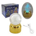 ESFERA DE CRISTAL GIRATORIA CON LUZ MULTICOLOR 8CM