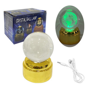 ESFERA DE CRISTAL CON LUZ MULTICOLOR 8CM