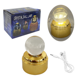 ESFERA DE CRISTAL GIRATORIA CON LUZ CALIDA Y SONIDO 6CM