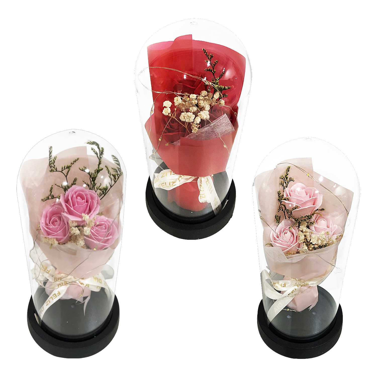 RAMO ROSAS ENCAPSULADAS FELIZ DIA: