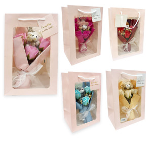 RAMO ROSAS CON PELUCHE EN BOLSA REGALO DESARMADA (CJX10):