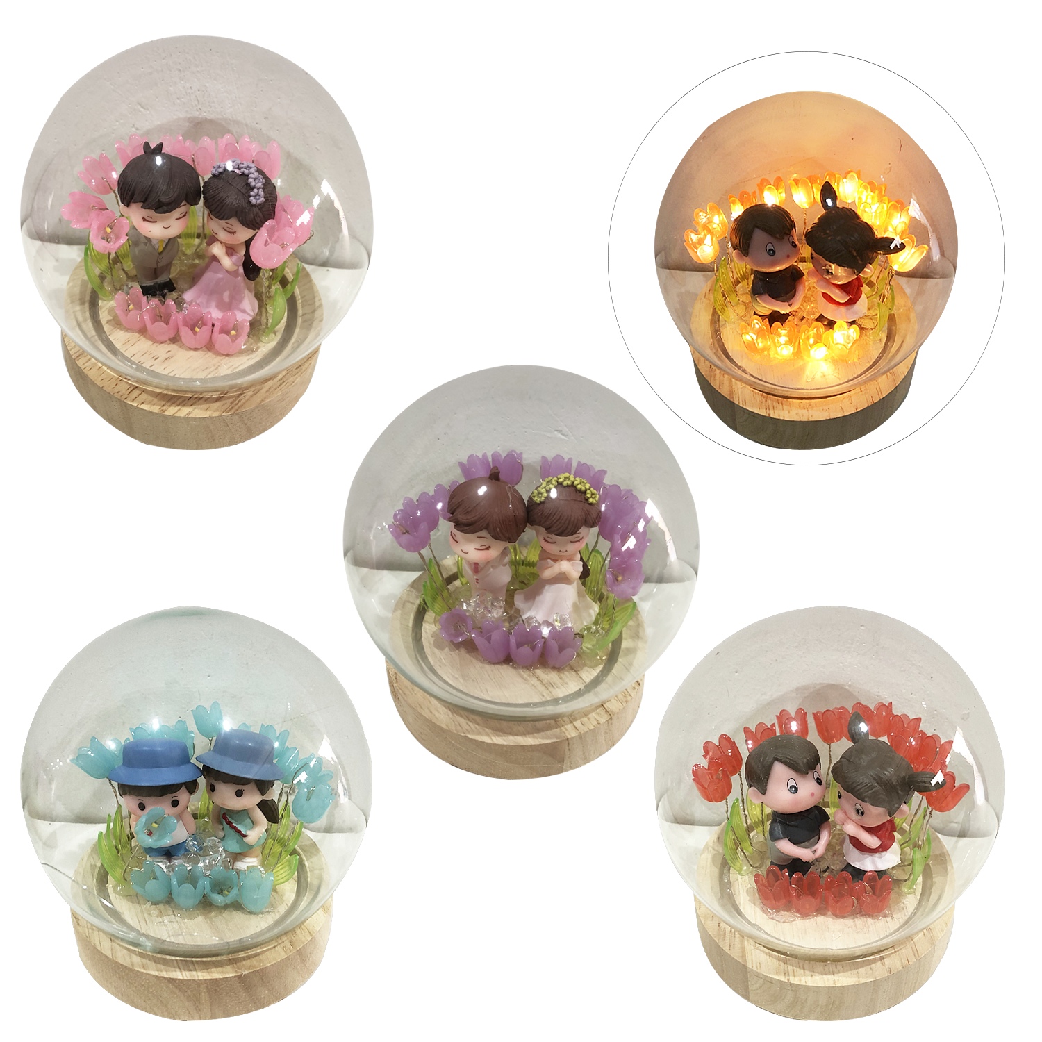 ESFERA DE CRISTAL NOVIOS CON LUZ 10CM: