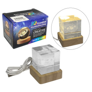 CUBO DE CRISTAL LUZ CALIDA 5*5CM USB