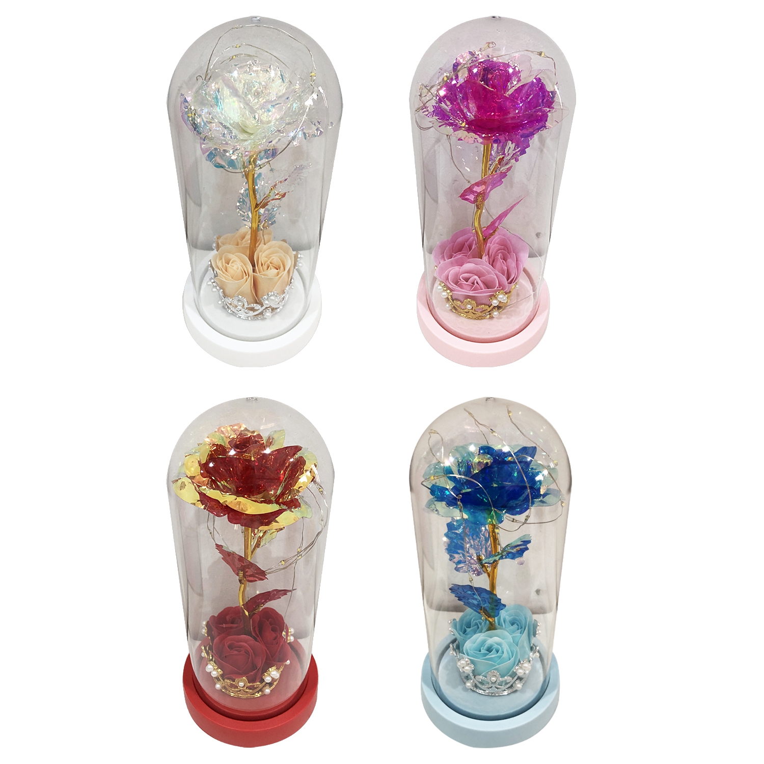 ROSA BRILLANTE ENCAPSULADA CON LUZ: