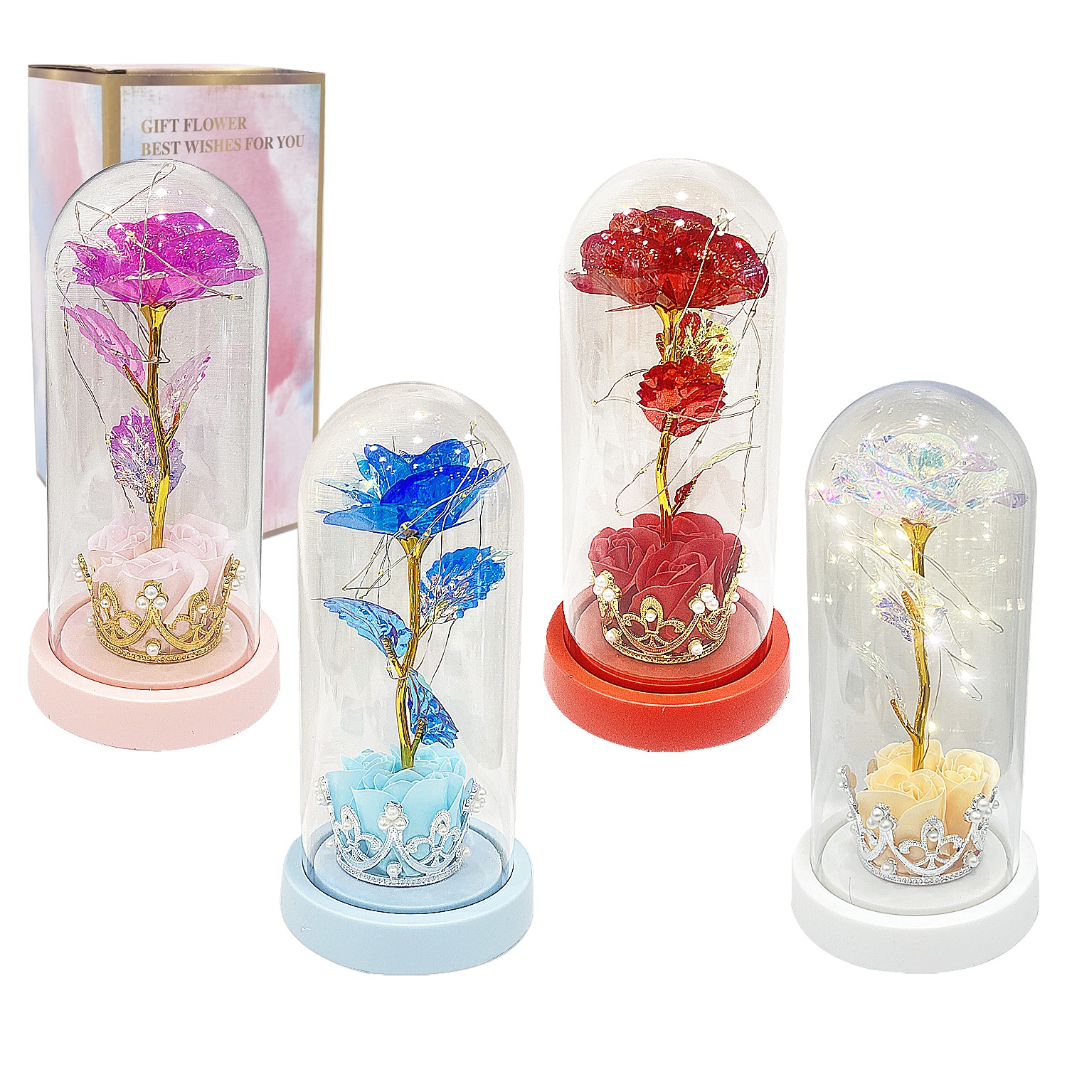 ROSA BRILLANTE ENCAPSULADA CON LUZ: