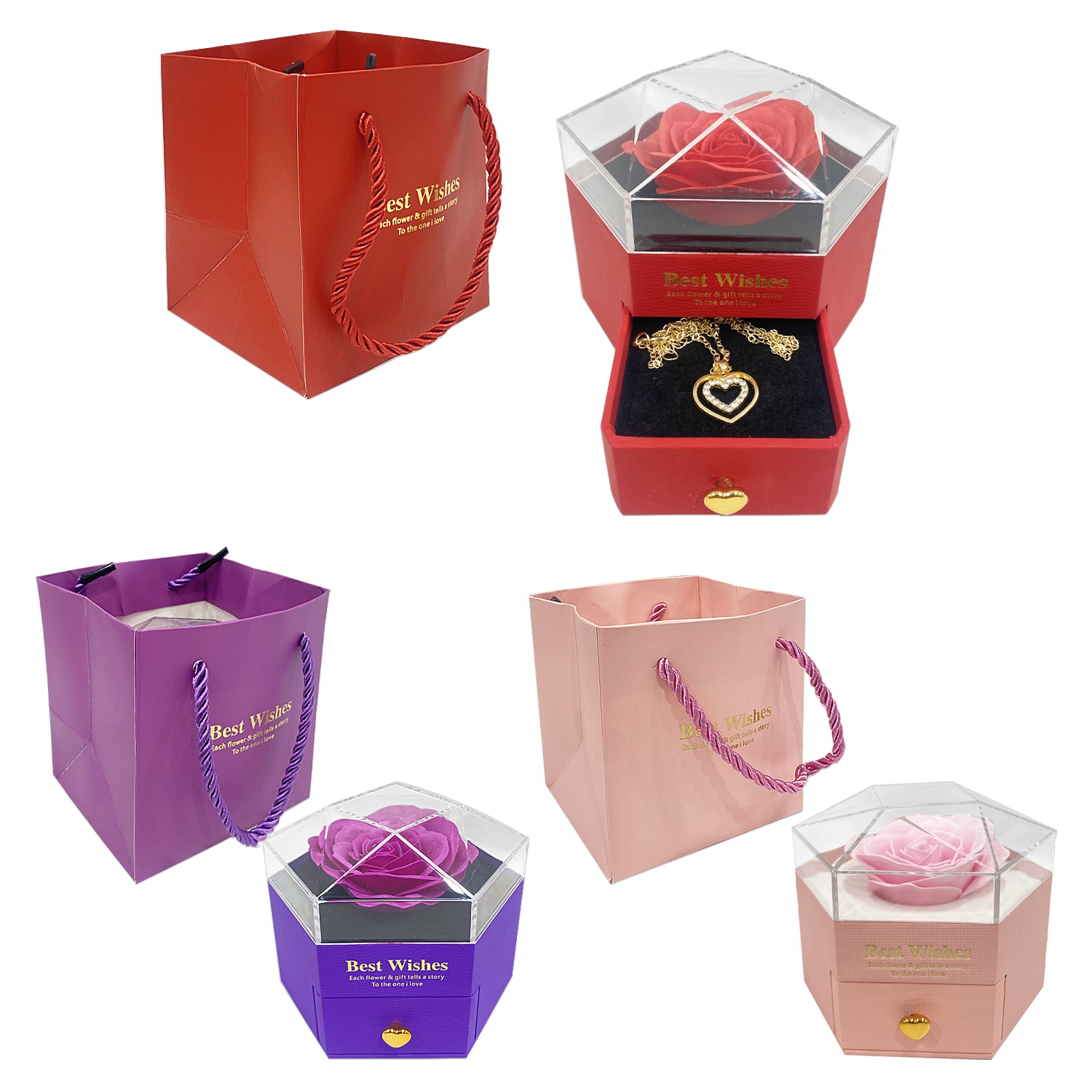 ROSA CON JOYAS EN CAJA DE LUJO: